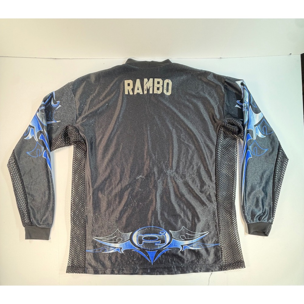 Vintage JT Racing Paintball Jersey Rambo Blue Tribal Mesh Side Panels Mens XL